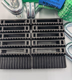 4x 5t green with reflective lines over tyre car trailer transporter tie down heavy duty ratchet straps.