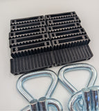 4x 5t green with reflective lines over tyre car trailer transporter tie down heavy duty ratchet straps.
