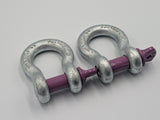 2 x SWL 3.25 Tons Galvanised Tested Alloy Lifting Bow Shackles - Economy - Lifting Slings