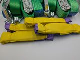 4x 5t Green With Reflective Strips Soft Link Car Trailer Transporter Tie Down Heavy Duty Ratchet Straps