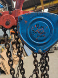 chain block and tackle manual hoist 10000kg 10m height of lift ex hire 7m hand chain 14081485.