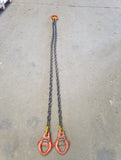 grade 80 lifting chain sling 10mm 2 leg 2.5m with skip hook ex hire.