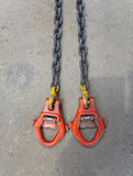 grade 80 lifting chain sling 10mm 2 leg 2.5m with skip hook ex hire.