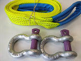 5t_(5000kg)_hi_visibility_yellow_4x4_recovery_towing_strap_with_bow_shackles