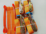 4 x Car Trailer Transporter Orange Recovery Straps Truck Heavy Duty Flat Soft Link Set