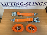 2x Heavy Duty Orange Ratchet Tie Down Straps Cargo Lashing 50mm (5000KG 3m) fast shipping - Lifting Slings